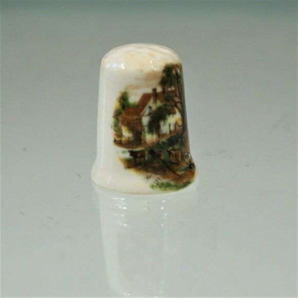 Vintage Thimble Bone China British Made Pastoral Country Scene Collectible - Picture 4 of 8